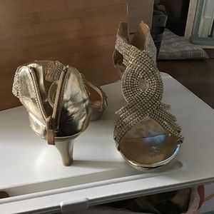 Never worn gold rhinestone heels